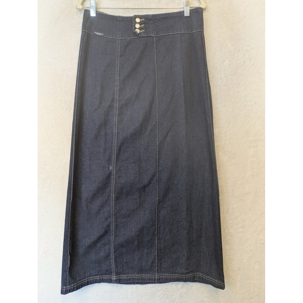 Z Cavaricci Denim Skirt Women's 27 Dark Wash Blue High Waisted Maxi Retro Y2K